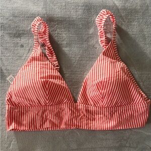 Aerie Orange and White Striped Bikini Top